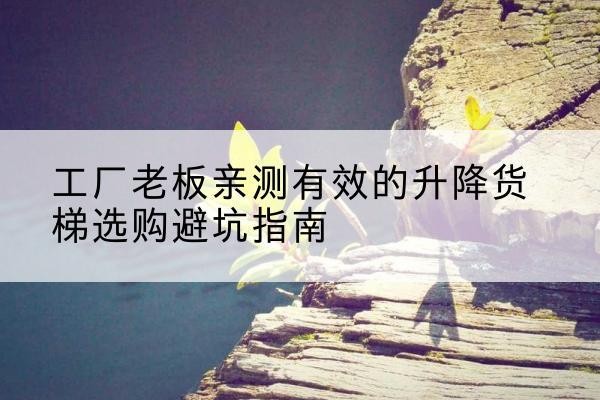 杂多升降货梯怎么选-工厂老板亲测有效的升降货梯选购避坑指南